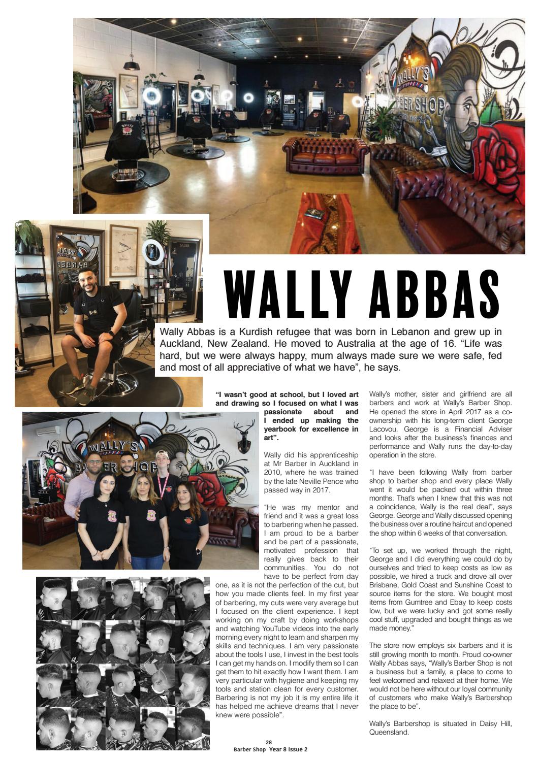 Wally Abbas profile spread, Barbershop Magazine Year 8 Issue 2, page 28